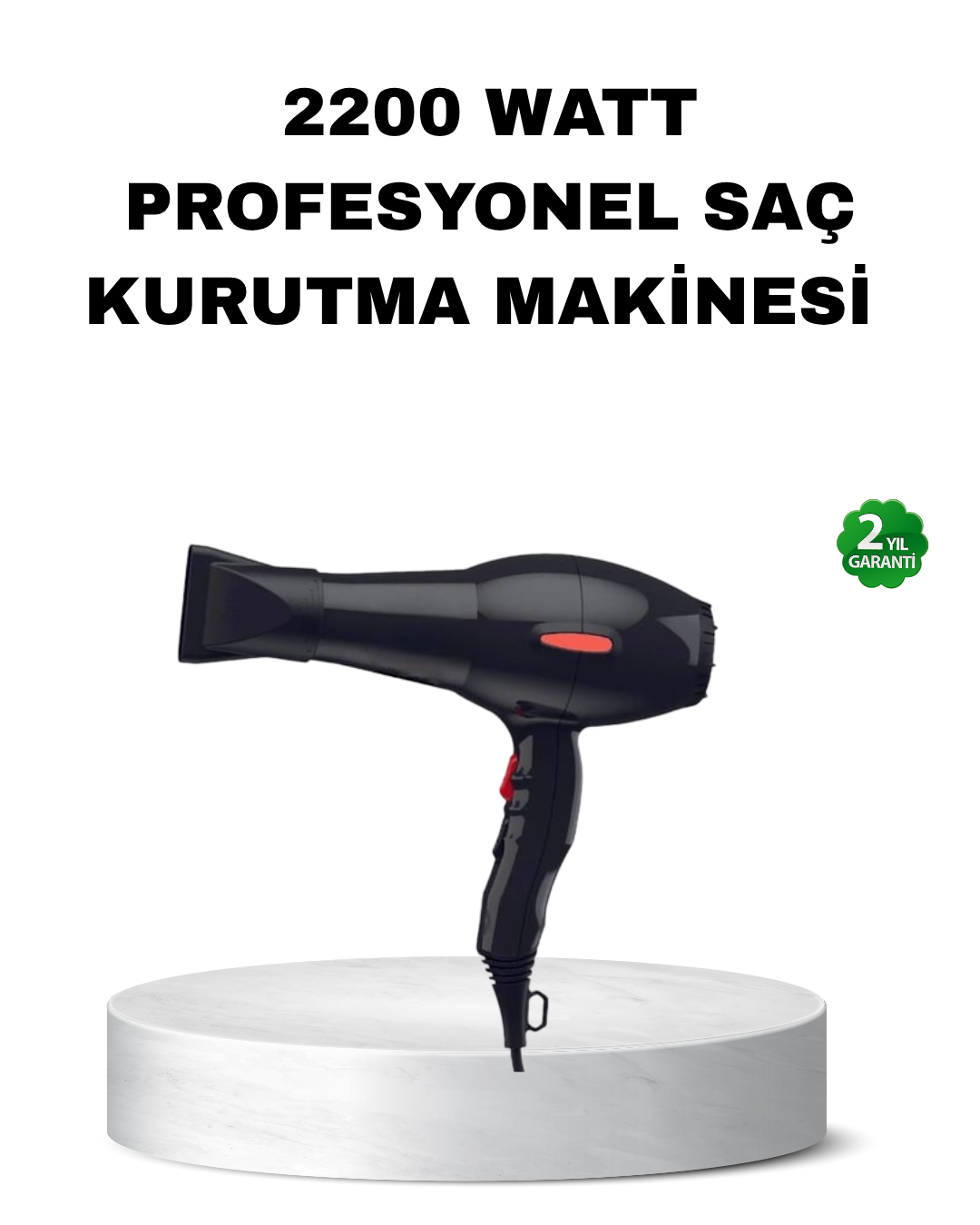 Profesyonel Saç Kurutma Makinesi – AC Motor Soğuk Üfleme 2 Hız Kademesi