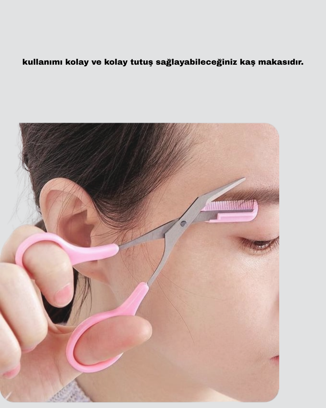 ergonomik tutuşu ve keskin bıçaklarıyla kaş şekillendirmeyi kolaylaştırır.Üzerindeki taraklı başlık