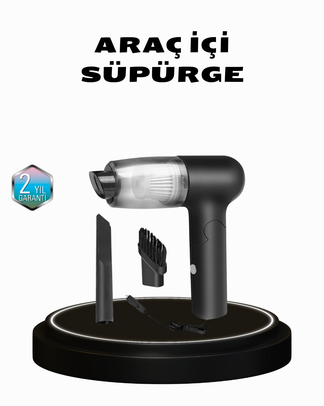 Taşınabilir Vakumlu Araç Süpürgesi – Katlanabilir Sap Yıkanabilir Filtre 120W Motor