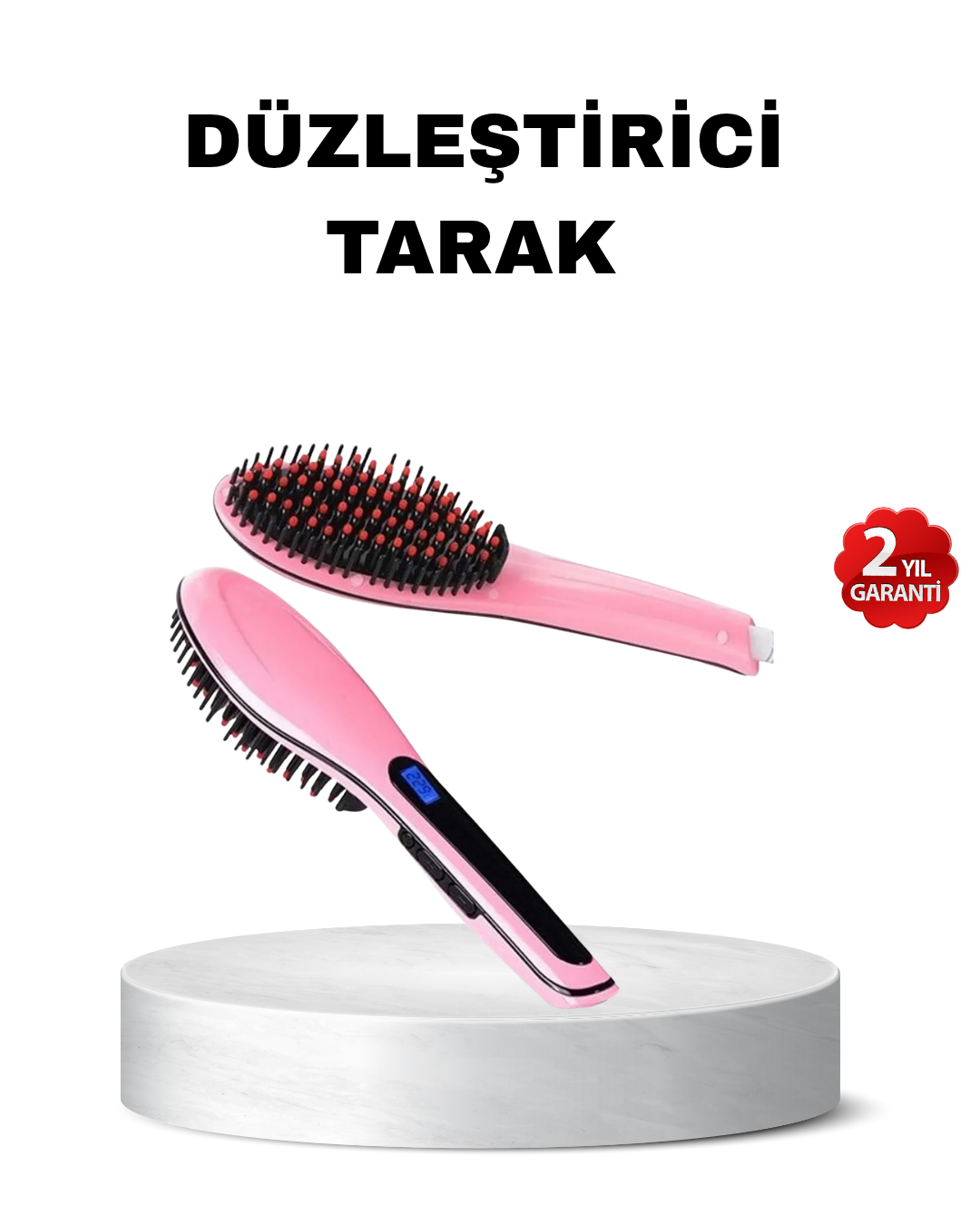 Dijital Ekranlı Seramik Saç Düzleştirici Tarak – 5 Kademeli Isı Ayarı İyon Kontrollü