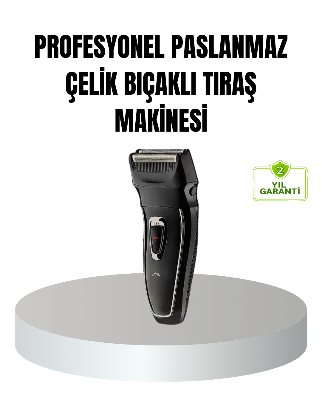 Profesyonel Şarjlı Saç ve Sakal Tıraş Makinesi – Çelik Bıçaklı Ayarlanabilir Başlıklı Kablosuz