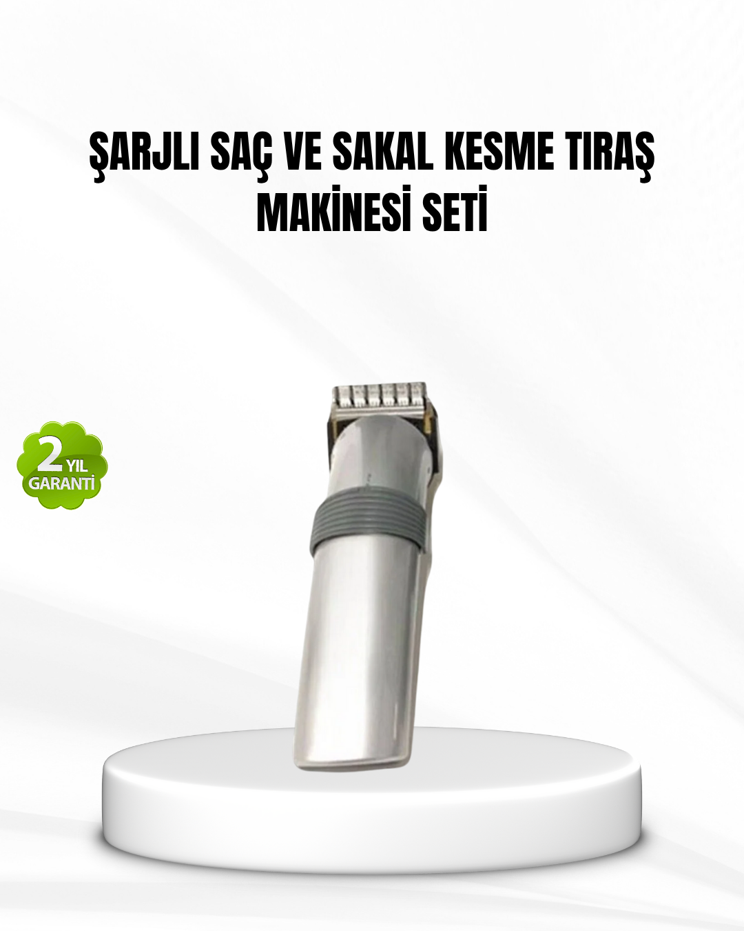 Şarjlı Saç ve Sakal Kesme Makinesi – Paslanmaz Çelik Bıçak Ayarlanabilir Başlık