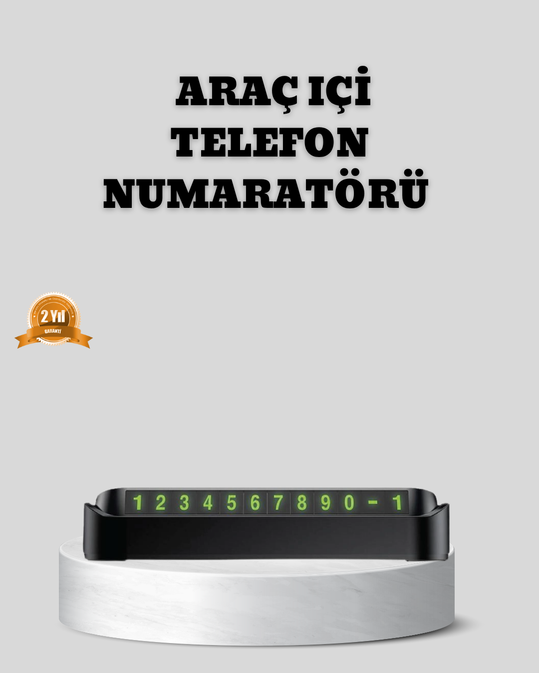 Çevirmeli Araç İçi Park Numaratörü – Alüminyum Gri Kolay Montaj ve Net Görünüm