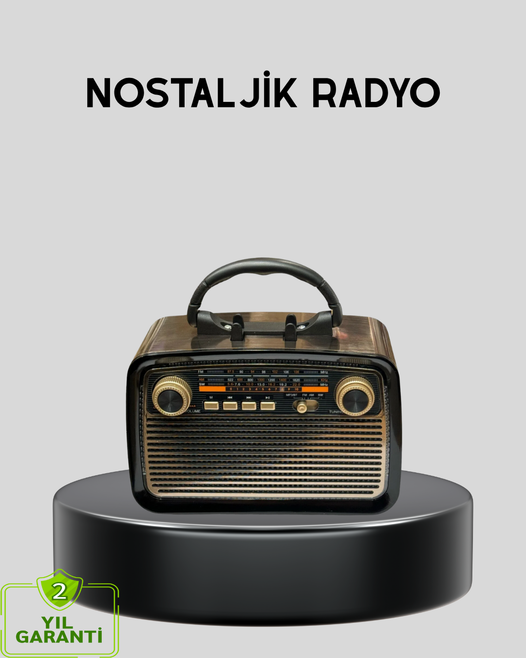 LED’li Nostaljik Bluetooth Hoparlör – Vintage Tasarım Ahşap Doku