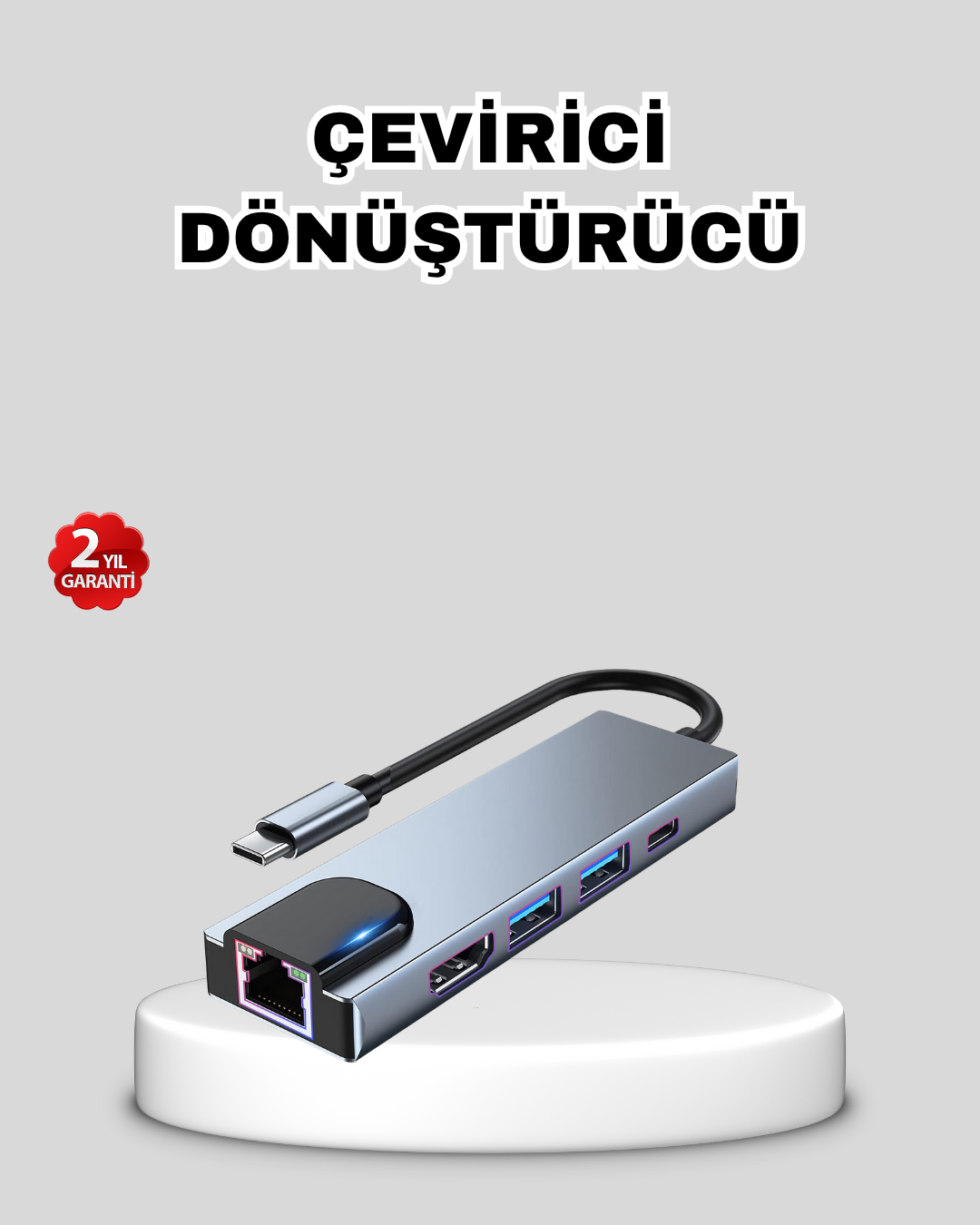 Type-C Çoklu Dönüştürücü – Alüminyum Gövde Hızlı Veri Aktarımı ve Şarj Desteği