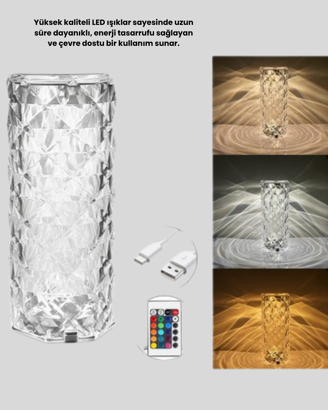 yaşam alanlarınıza zarafet ve renk katmak için tasarlanmıştır. Modern kristal tasarımı sayesinde yalnızca bir aydınlatma ürünü değil