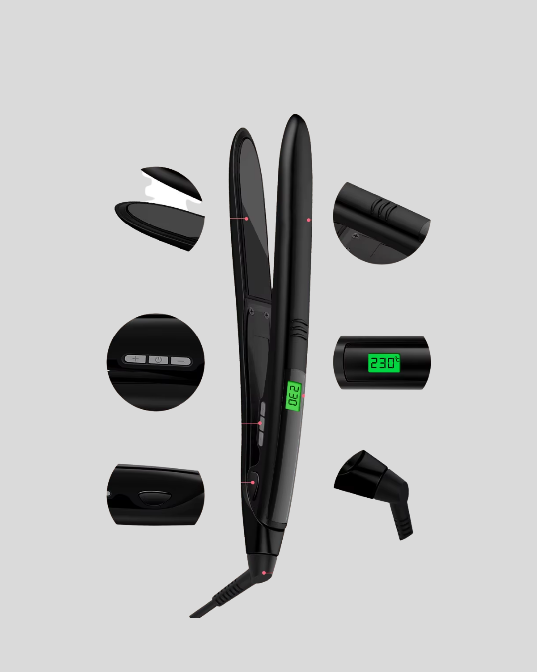 hem günlük kullanım hem profesyonel şekillendirme için mükemmel bir yardımcıdır.Titanyum kaplamalı seramik plakalar