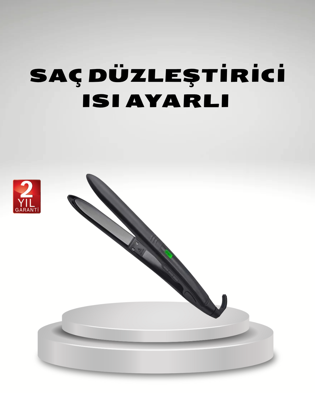 Isı Ayarlı Saç Düzleştirici Titanyum Seramik Plaka Dijital Ekran