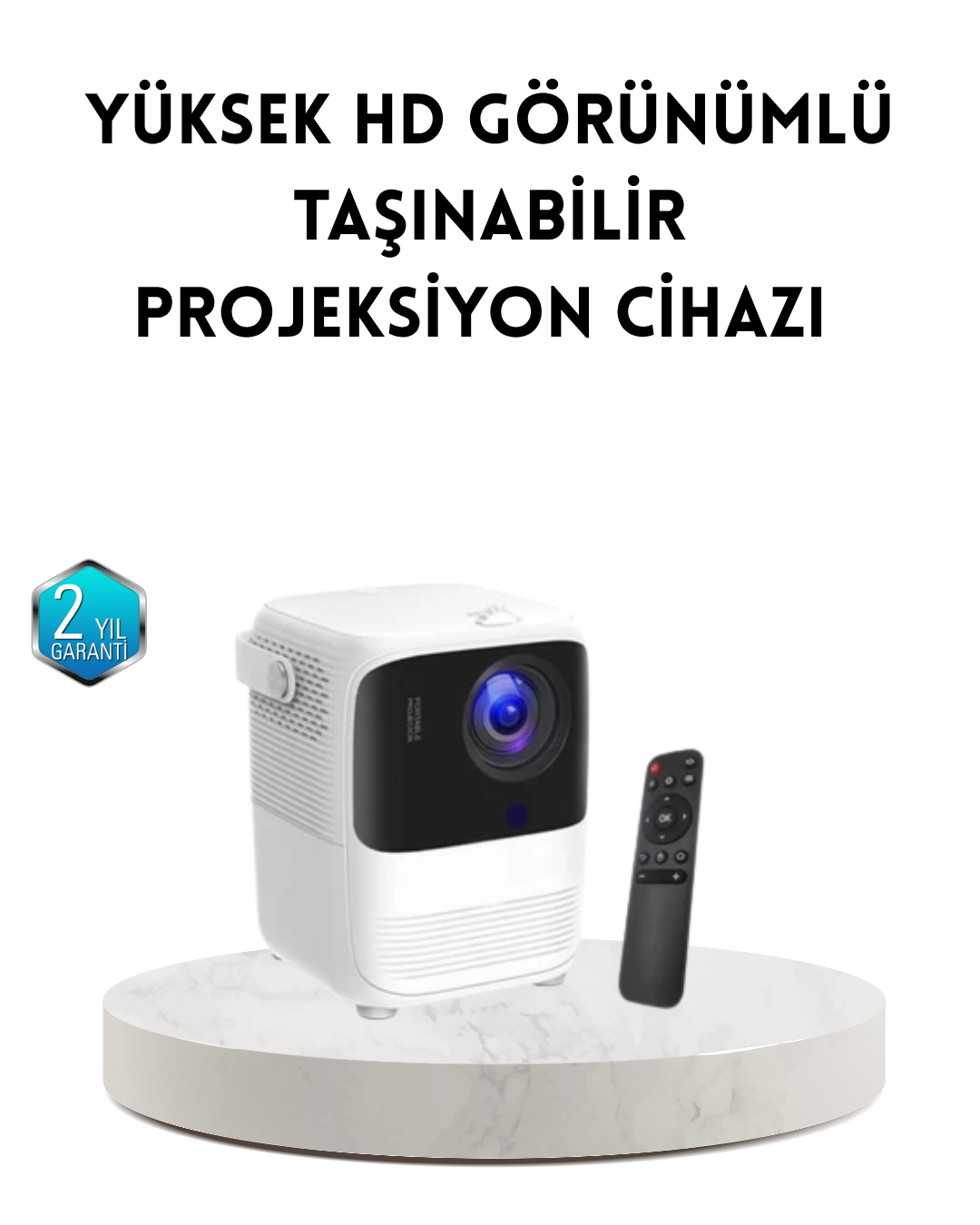 Taşınabilir Akıllı 1080P Projektör – 64GB Hafıza 2GB RAM Full HD Görüntü Kumandalı