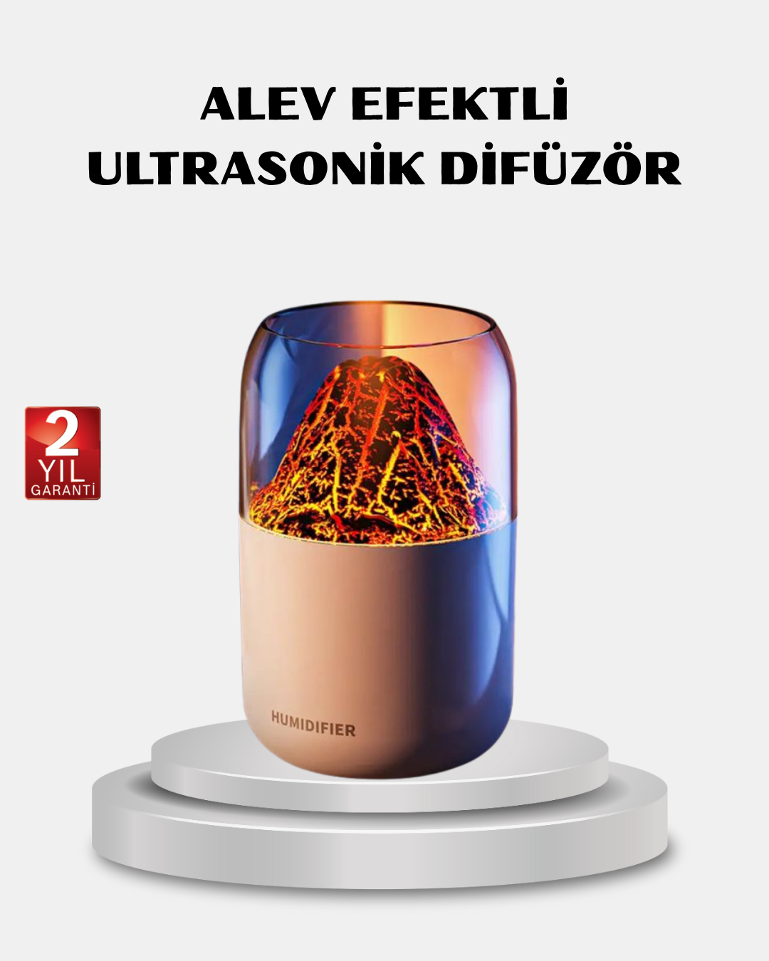 280ml Alev Işıklı Ultrasonik Hava Nemlendirici Sessiz ve USB Şarjlı