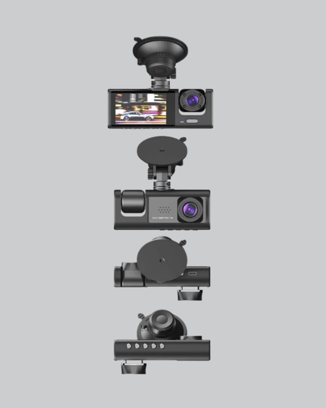 Sürüş güvenliğinizi her açıdan sağlayan Üç Kameralı Araç DVR Full HD Gece Görüşlü ve 2 inç IPS Ekranlı