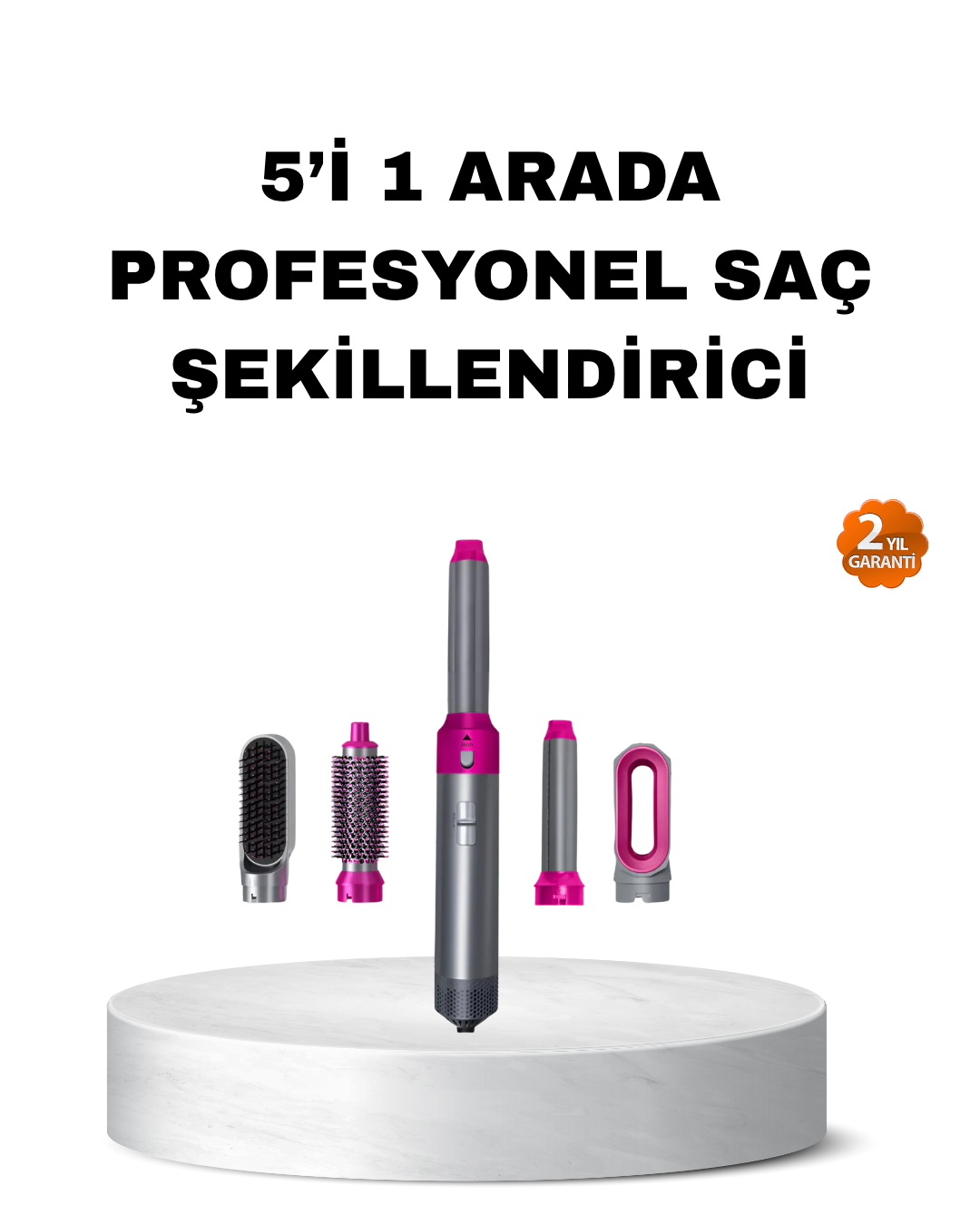 5’i 1 Arada Saç Şekillendirme Seti Negatif İyon Teknolojili ve Hızlı Kurutmalı