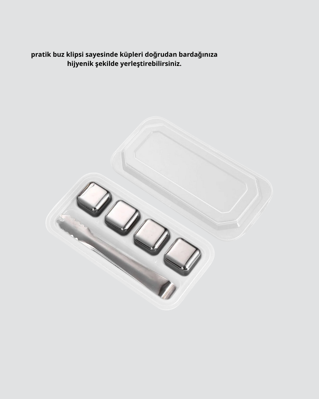 içeceklerinizi erimeden soğutur ve sulandırmadan mükemmel bir tat sunar.Tekrar kullanılabilir yapısı sayesinde klasik buz küplerine göre hem ekonomik hem çevreci bir seçenektir.Uzun ömürlü ve hijyenik malzemesi