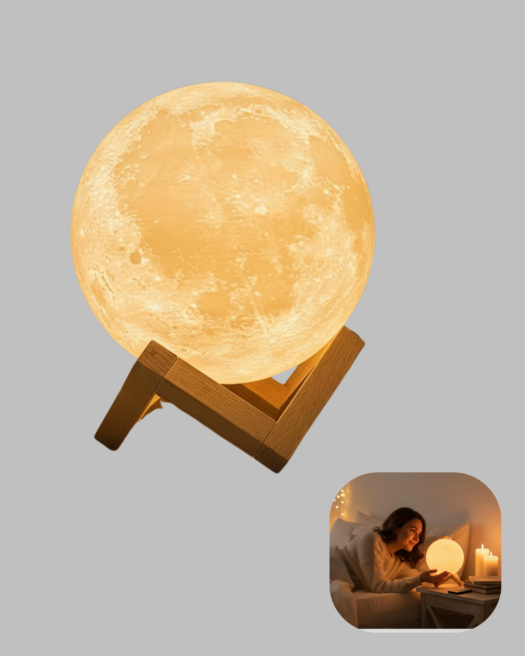 Dekorasyon ve teknolojiyi bir araya getiren bu şarjlı 3D ay lambası