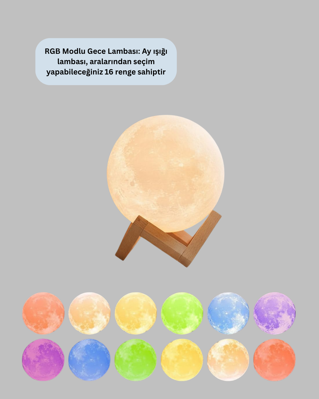 Bu muhteşem RGB modlu 3D ay lambası