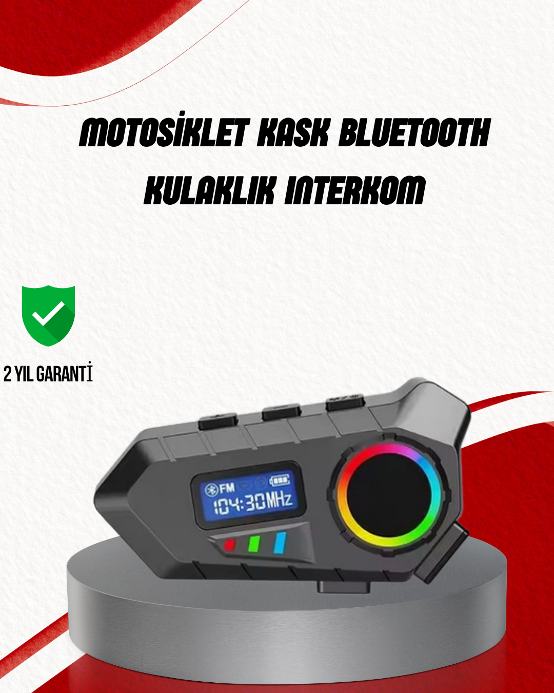 Suya Dayanıklı Bluetooth İnterkom 5.4 Hoparlör 500mAh Batarya ve FM Radyo Özellikli