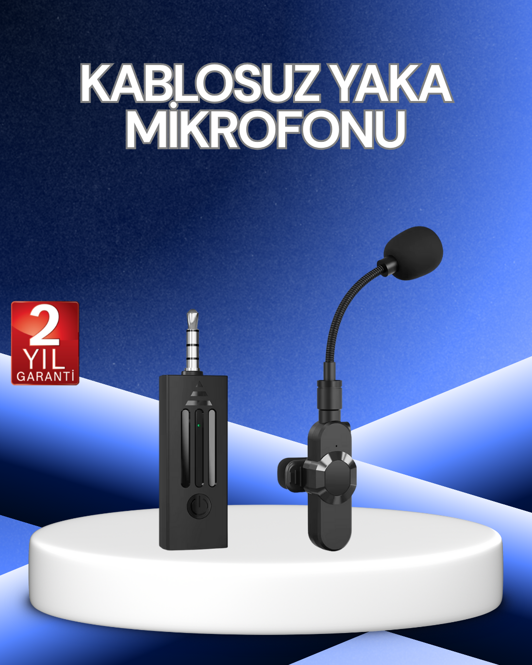 360° Kablosuz Yaka Mikrofonu – Gürültü Engelleme 60m Menzil Type-C Şarjlı