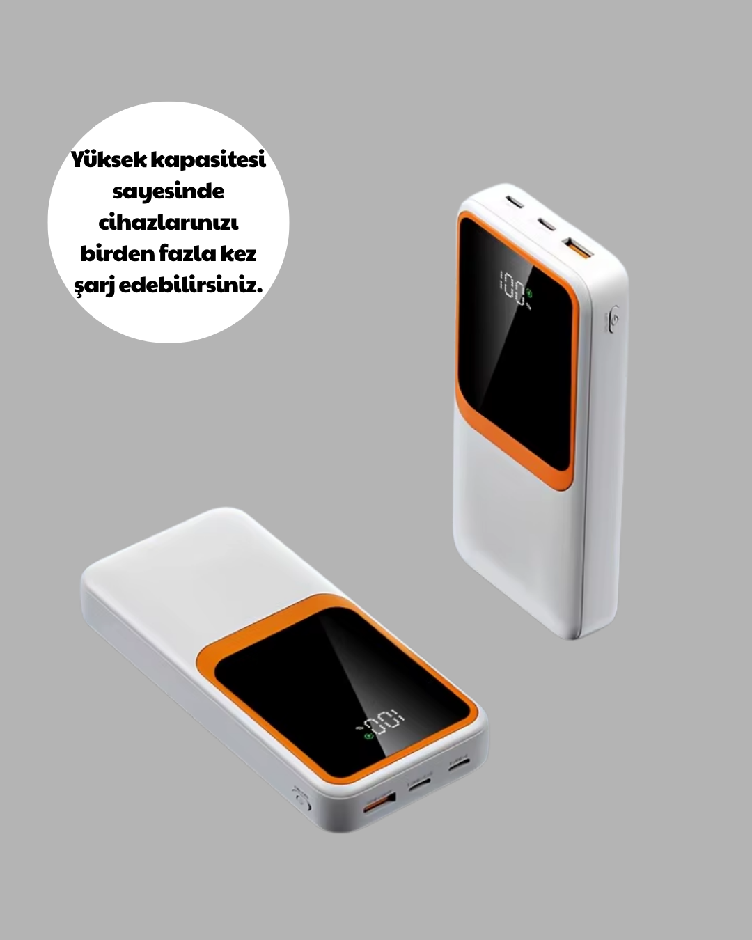bu 10000 mAh powerbank modeliyle pratik ve güçlü bir çözüm sunuyor. Cihazınızın şarjının bitmesi artık sorun değil — yüksek kapasiteli pil yapısı ile gün boyunca enerjiniz tükenmez.İki USB portu ve bir Type-C çıkışı sayesinde aynı anda birden fazla cihazı şarj edebilirsiniz. Lightning uyumu