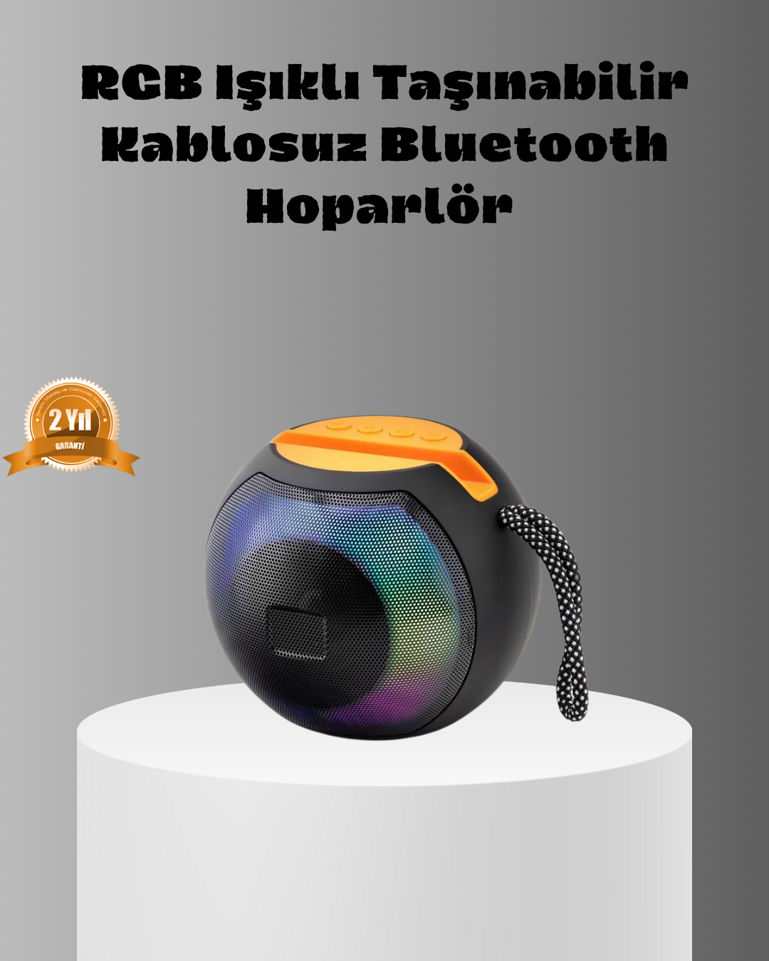 Taşınabilir Bluetooth Hoparlör – RGB Işıklı Güçlü Bas ve 8 Saat Pil Ömrü