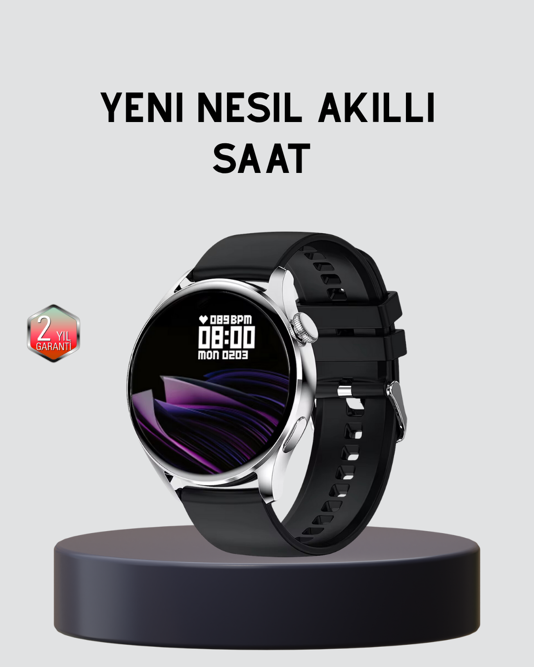 GPS’li Akıllı Saat 500 mAh Batarya Sesli Arama Bildirim Nabız Ölçer Spor Takipli