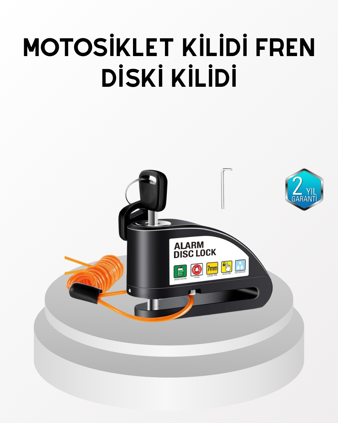 Anti Hırsızlık 110 dB Alarm Disk Fren Kilidi Suya Dayanıklı Çelik Güvenlik Kilidi