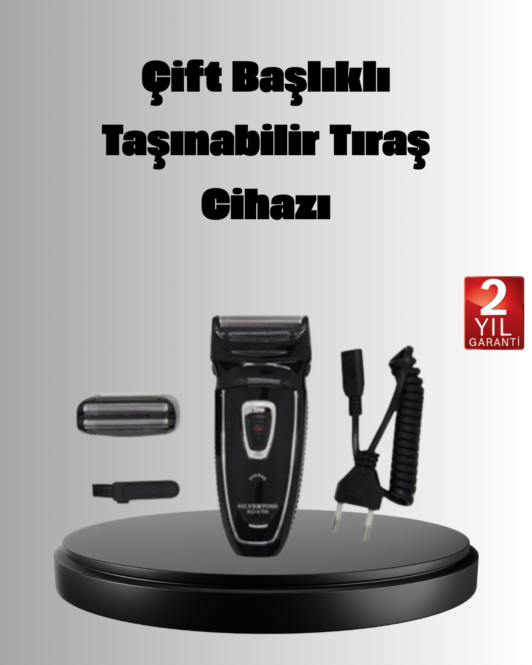 Şarjlı Kablosuz Tıraş Makinesi Çift Başlık Kuru Tıraş Ergonomik Taşınabilir