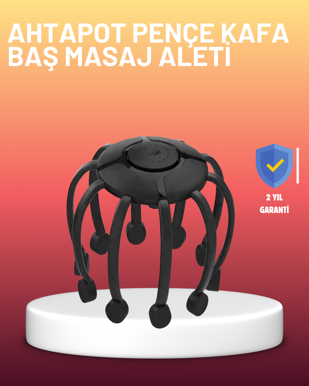 USB Şarjlı Kafa Masaj Aleti 3 Modlu 8 Başlıklı Stres Giderici