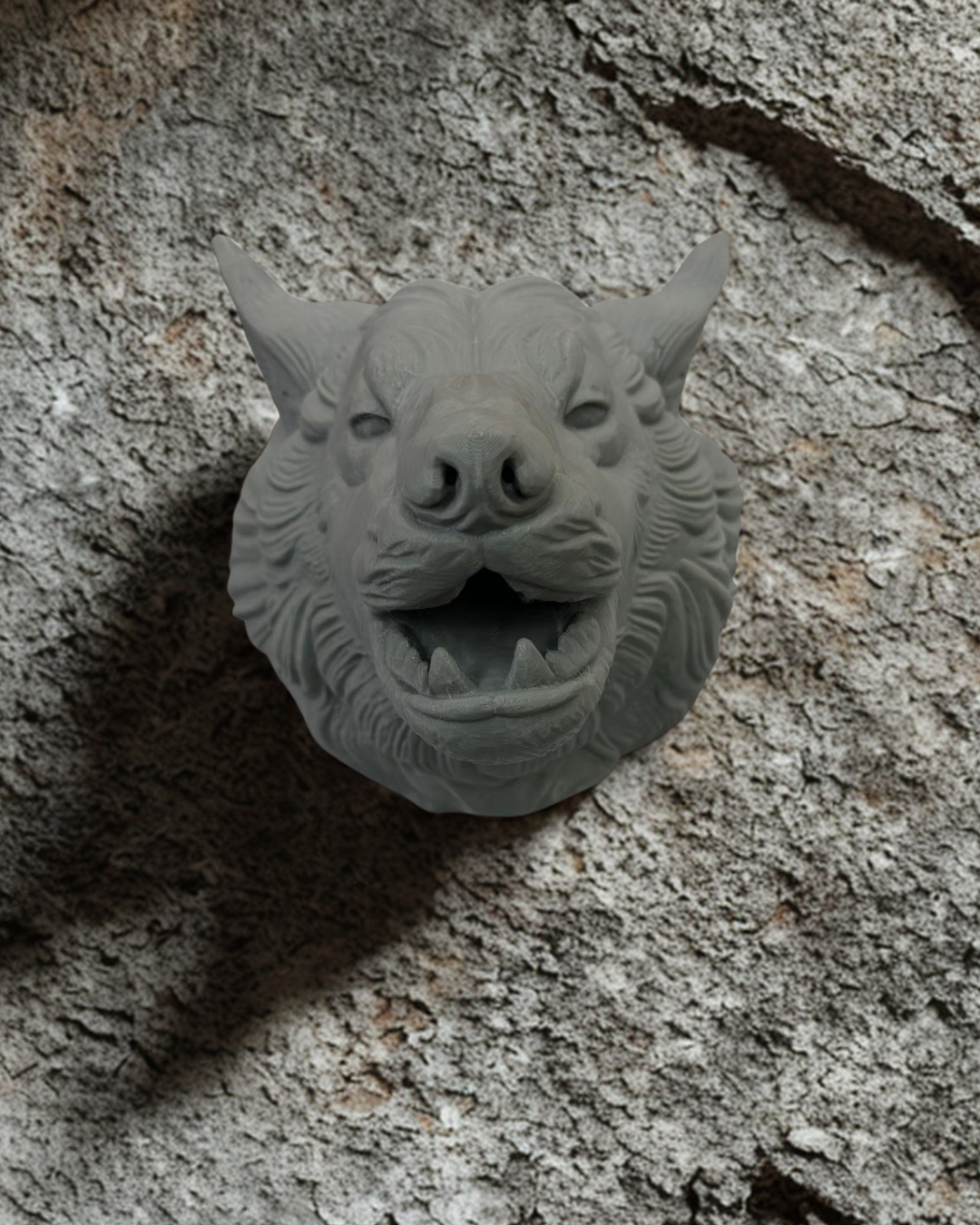 Gri Kurt Duvar Dekoru Asılabilir Dekoratif Heykel Tasarım