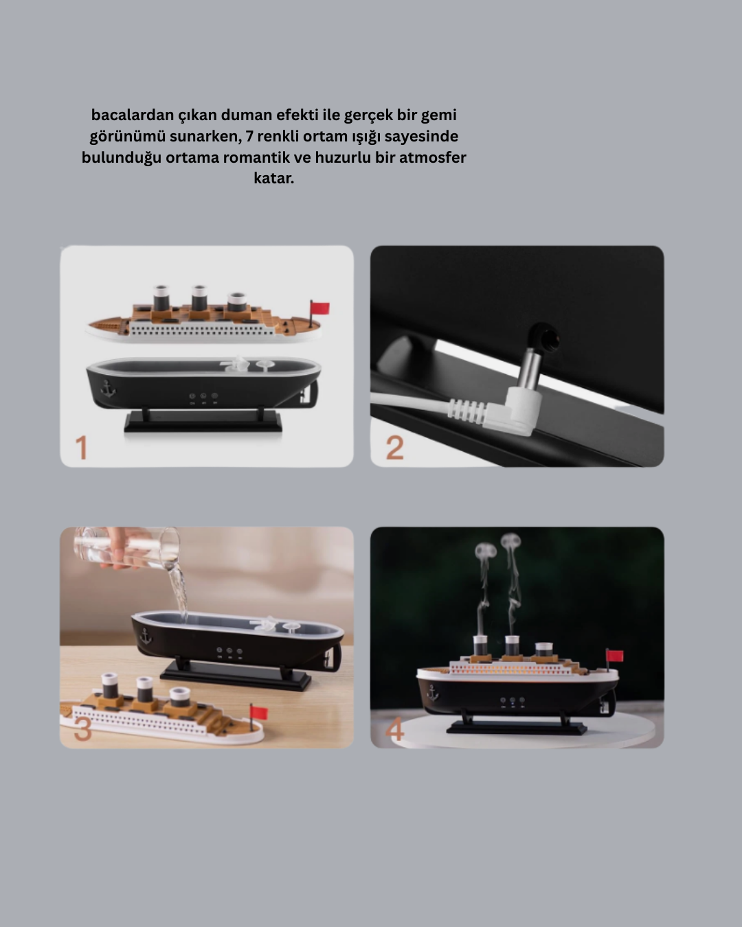 Titanik gemi tasarımlı bu hava nemlendirici ve aroma difüzörü