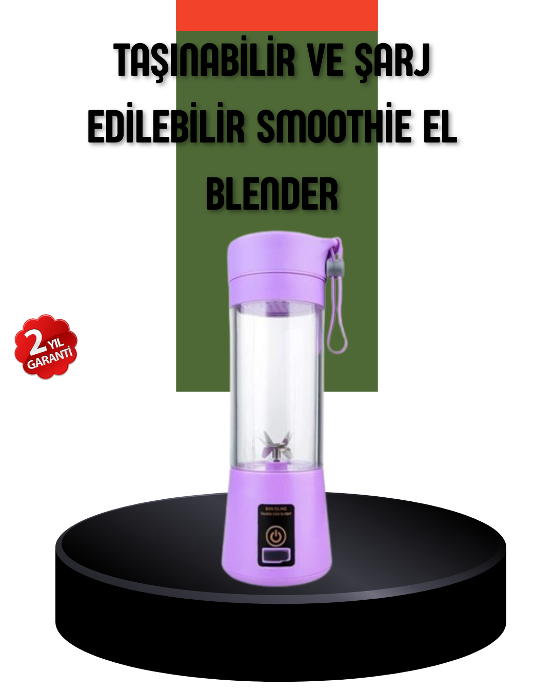 Taşınabilir USB Şarjlı Mini Smoothie Blender 380ml Çelik Bıçaklı Portatif