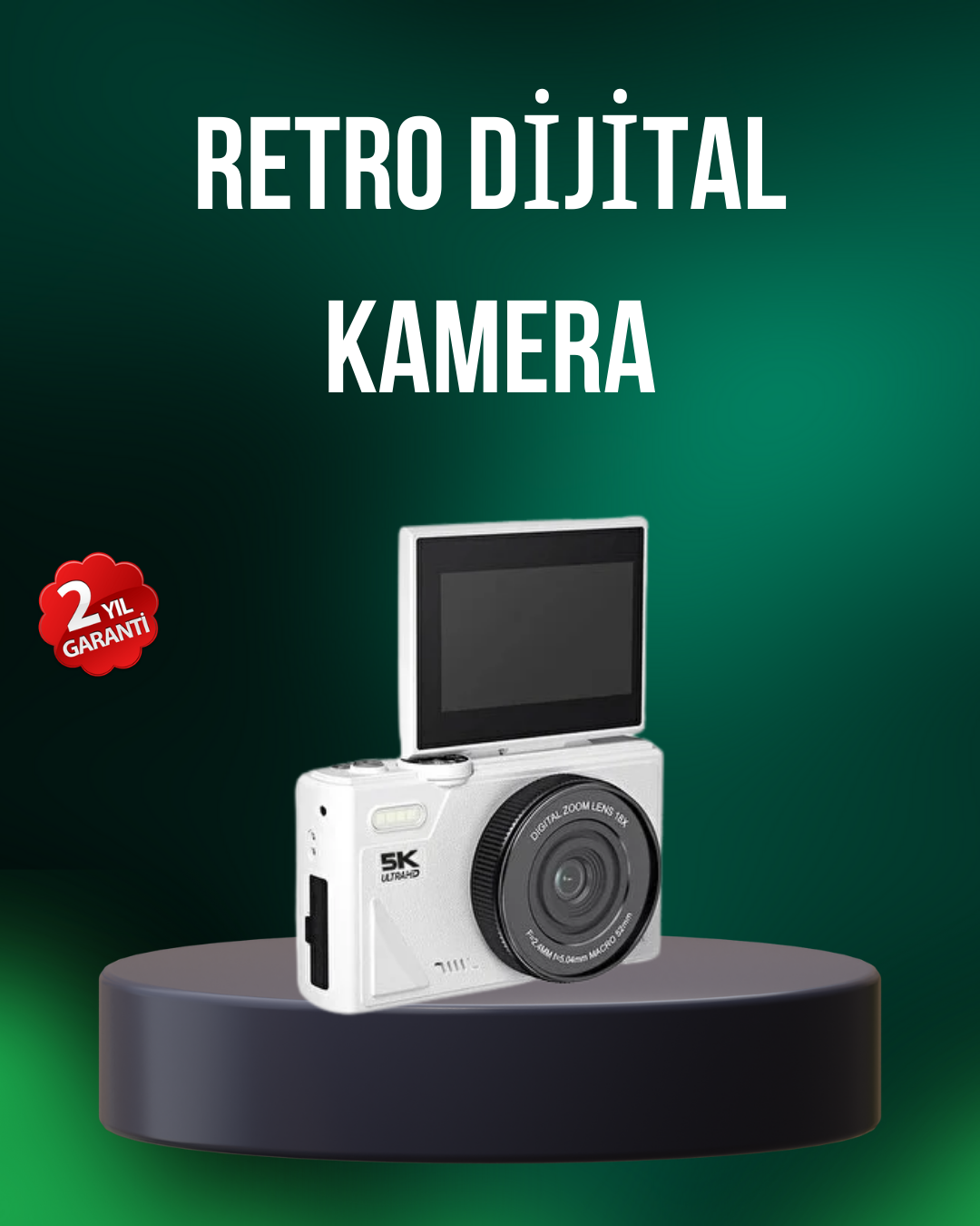 5K 75MP Dijital Kamera WiFi Aktarımlı Otofokus ve 18x Dijital Zoom