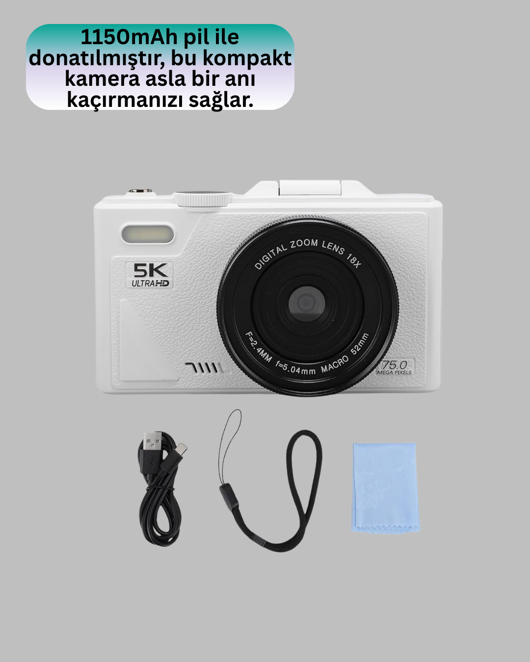 5K video ve 75MP fotoğraf kalitesine sahip bu dijital kamera