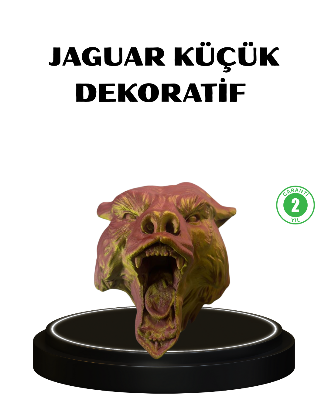 Gold Kırmızı Jaguar Duvar Dekoru Asılabilir Hediyelik 3D Heykel 20x16 cm