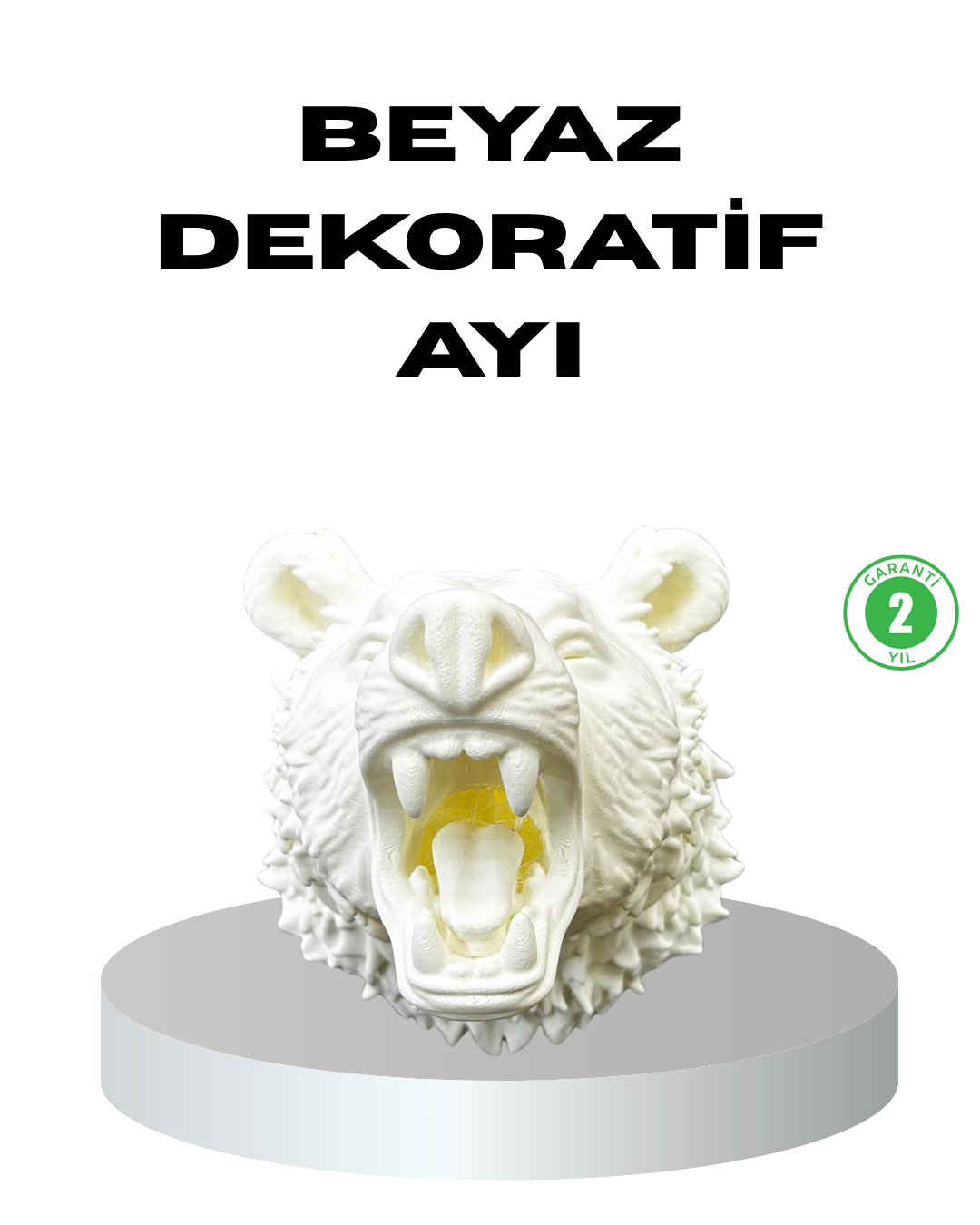 Özel Tasarım Beyaz Ayı Duvar Aksesuarı 3D Dekoratif Heykel 25x19 cm