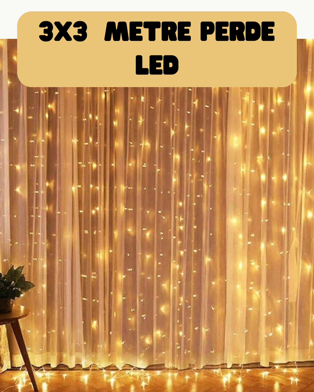 3x3 Metre Perde LED Işık Sıcak Şelale Tasarım Dekoratif Aydınlatma