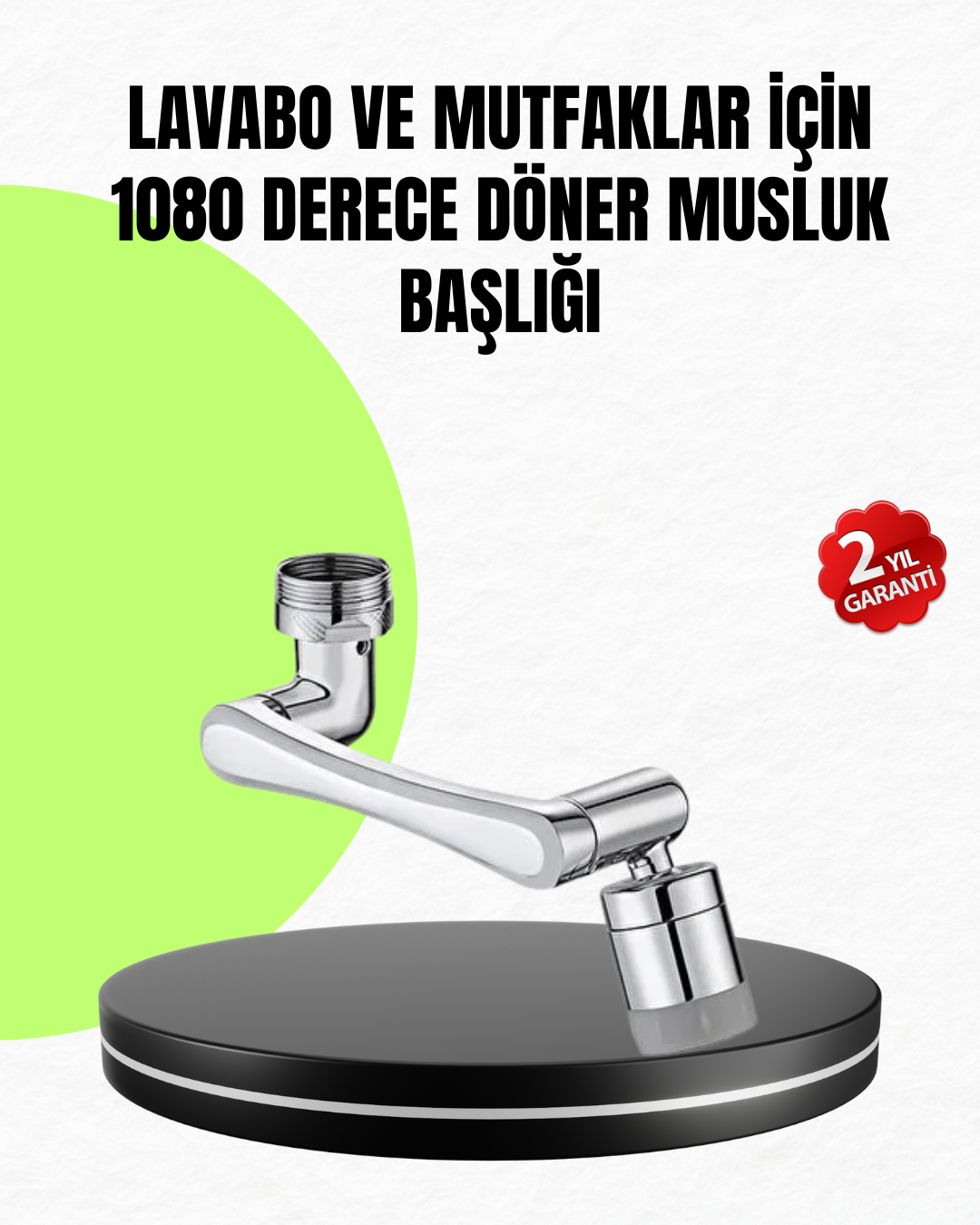 2 Modlu 1080° Dönebilen Musluk Başlığı Esnek 3 Eklemli Hareketli Tasarım