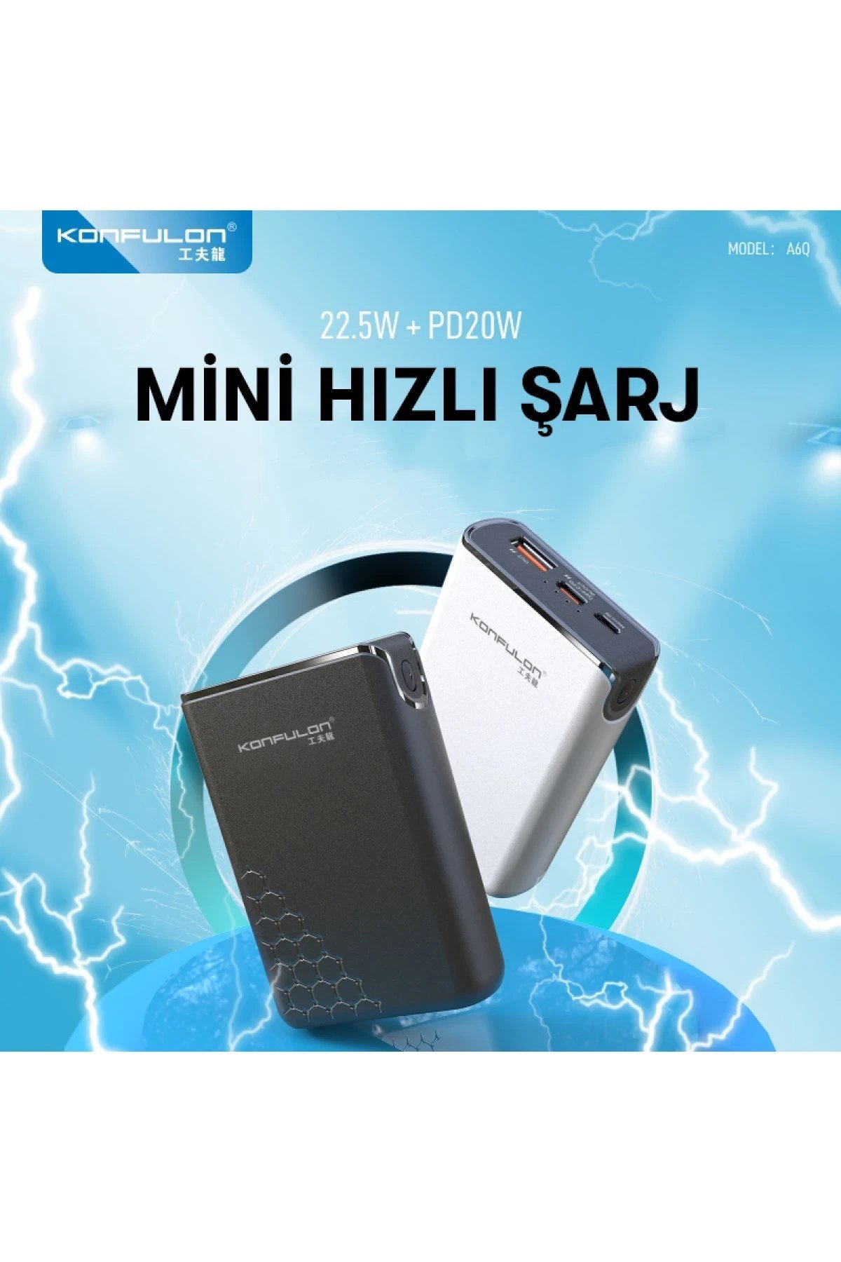 çantanızda kolayca taşınır.Gerçek anlamda hafif ve kompakt yapı.✅ Çift Çıkış Desteği (USB & Type-C)USB 22.5W ve PD 20W hızlı şarj çıkışları.Aynı anda iki cihazı güvenli şekilde şarj etme imkânı.✅ Hızlı Şarj TeknolojisiPower Delivery (PD) ve Quick Charge (QC) teknolojileri ile uyumlu.Cihazlarınızı kısa sürede tam şarj eder.✅ Gelişmiş Güvenlik SistemleriAşırı akım