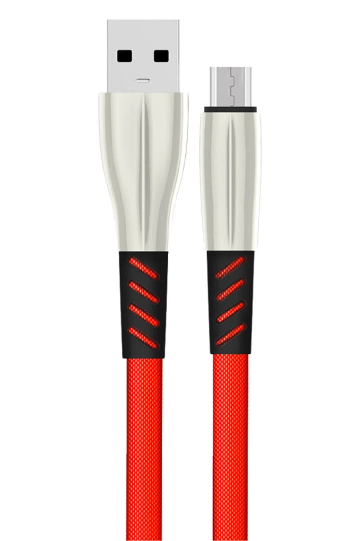 S88 Metal Uçlu Micro USB Kablo 1M 2.4A - Kırmızı-(5796)