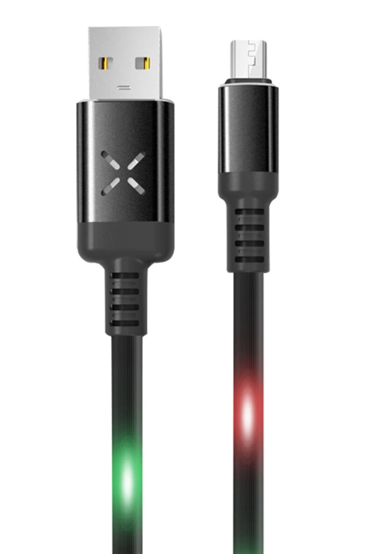 DC09 Ses Duyarlı Işıklı Micro USB Kablo 1M 2A - Siyah-(5796)