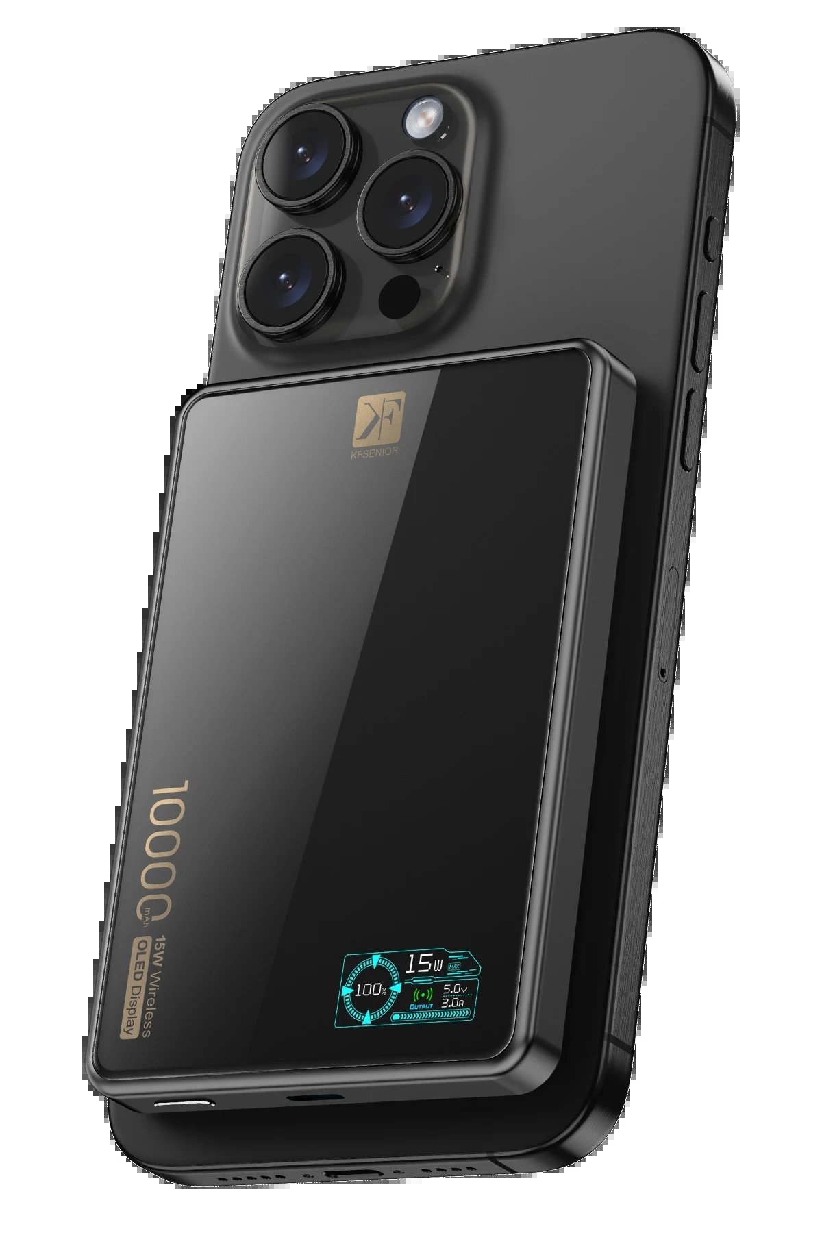 PW598 10.000 mAh Dijital Göstergeli 20W Type-C ve 15W Kablosuz Şarj PD Hızlı Şarj Magsafe Powerbank - Siyah-(5796)