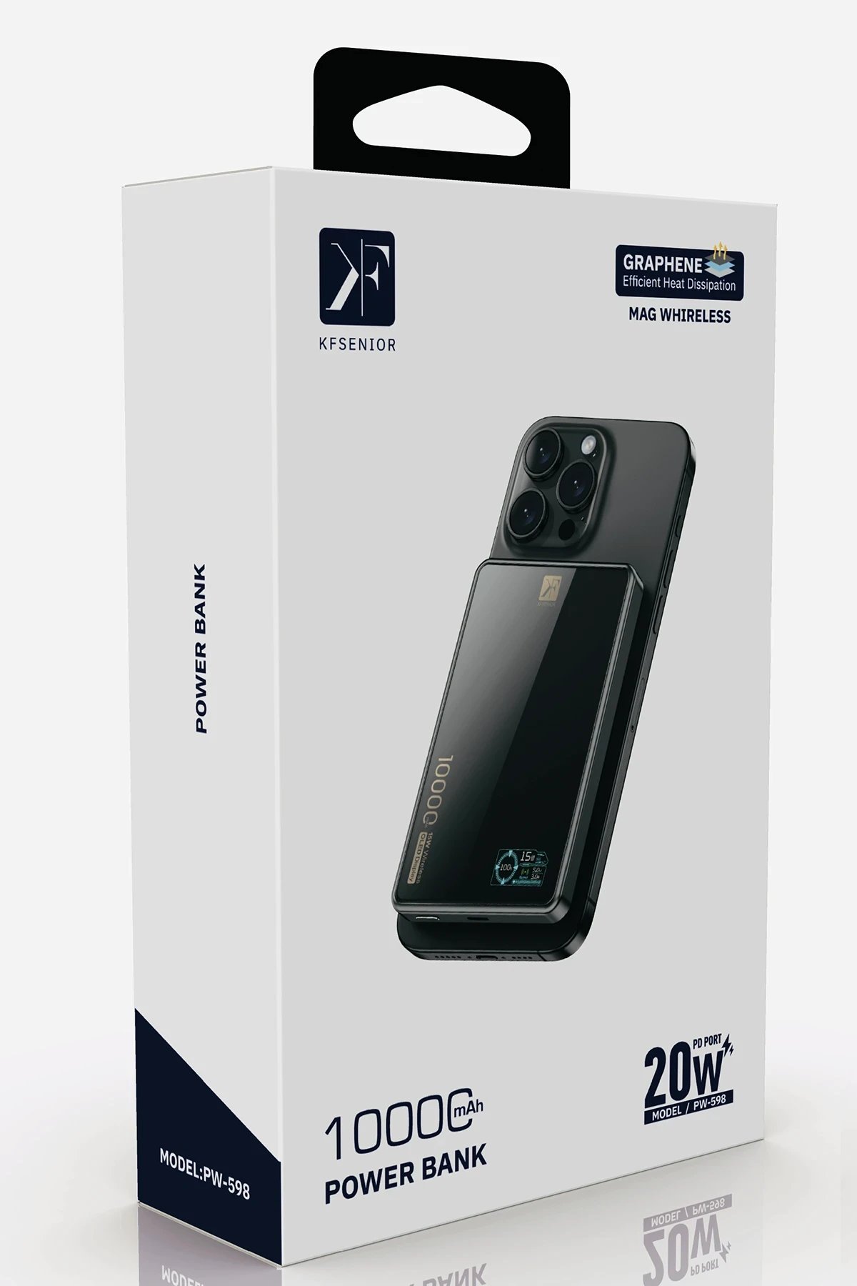 PW598 10.000 mAh Dijital Göstergeli 20W Type-C ve 15W Kablosuz Şarj PD Hızlı Şarj Magsafe PowerbankBu yüksek kaliteli powerbank