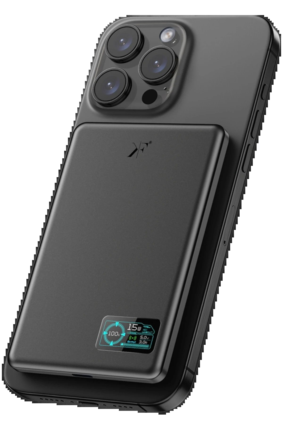 PW595 5.000 mAh Dijital Göstergeli 20W Type-C ve 15W Kablosuz Şarj PD Hızlı Şarj Magsafe Powerbank - Siyah-(5796)