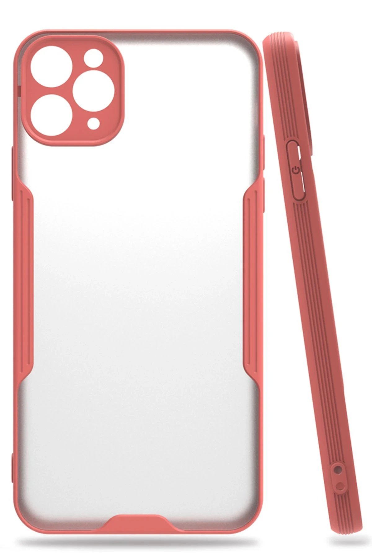 iPhone 11 Pro Max Kılıf Platin Silikon - Pembe-(5796)