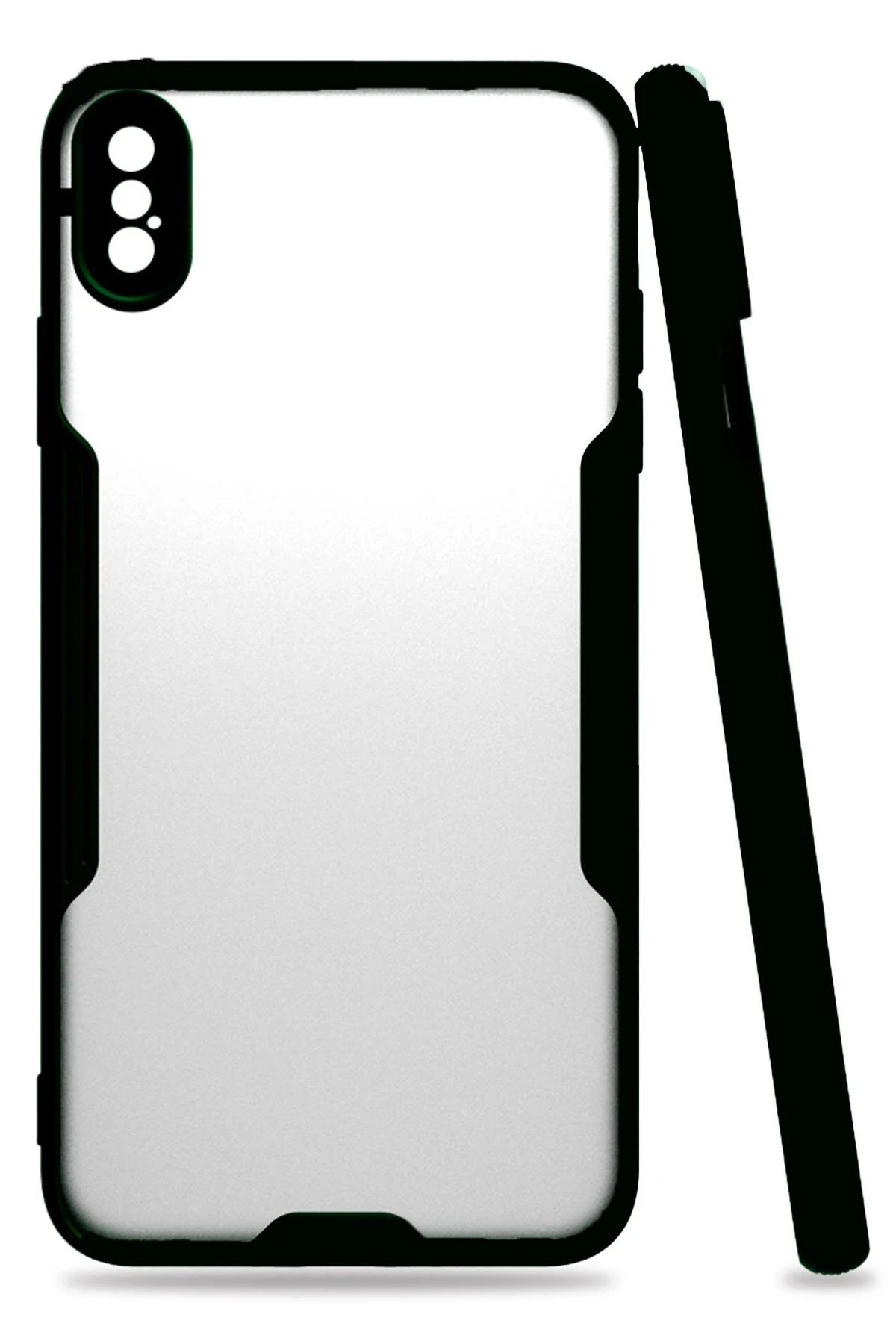 iPhone XS Max Kılıf Platin Silikon - Siyah-(5796)