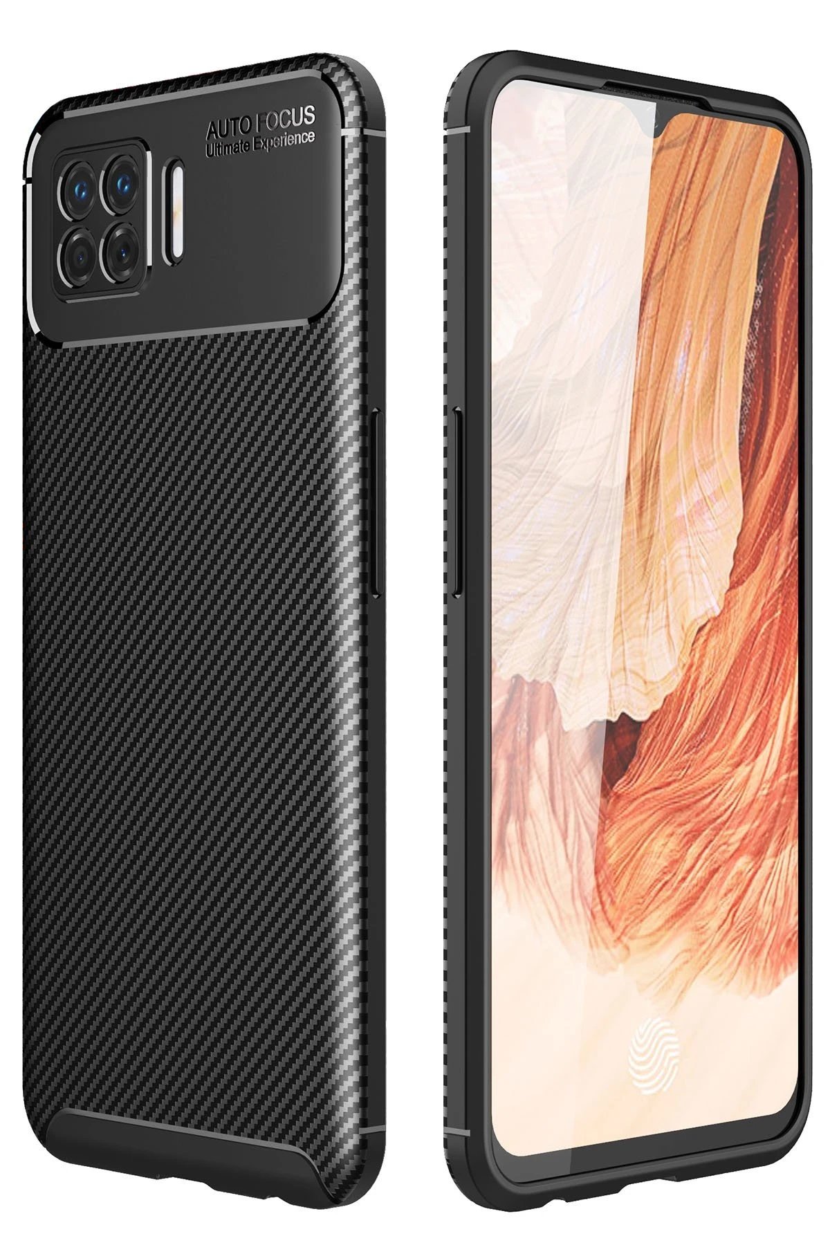 Oppo A73 Kılıf Auto Focus Karbon Kapak - Siyah-(5796)