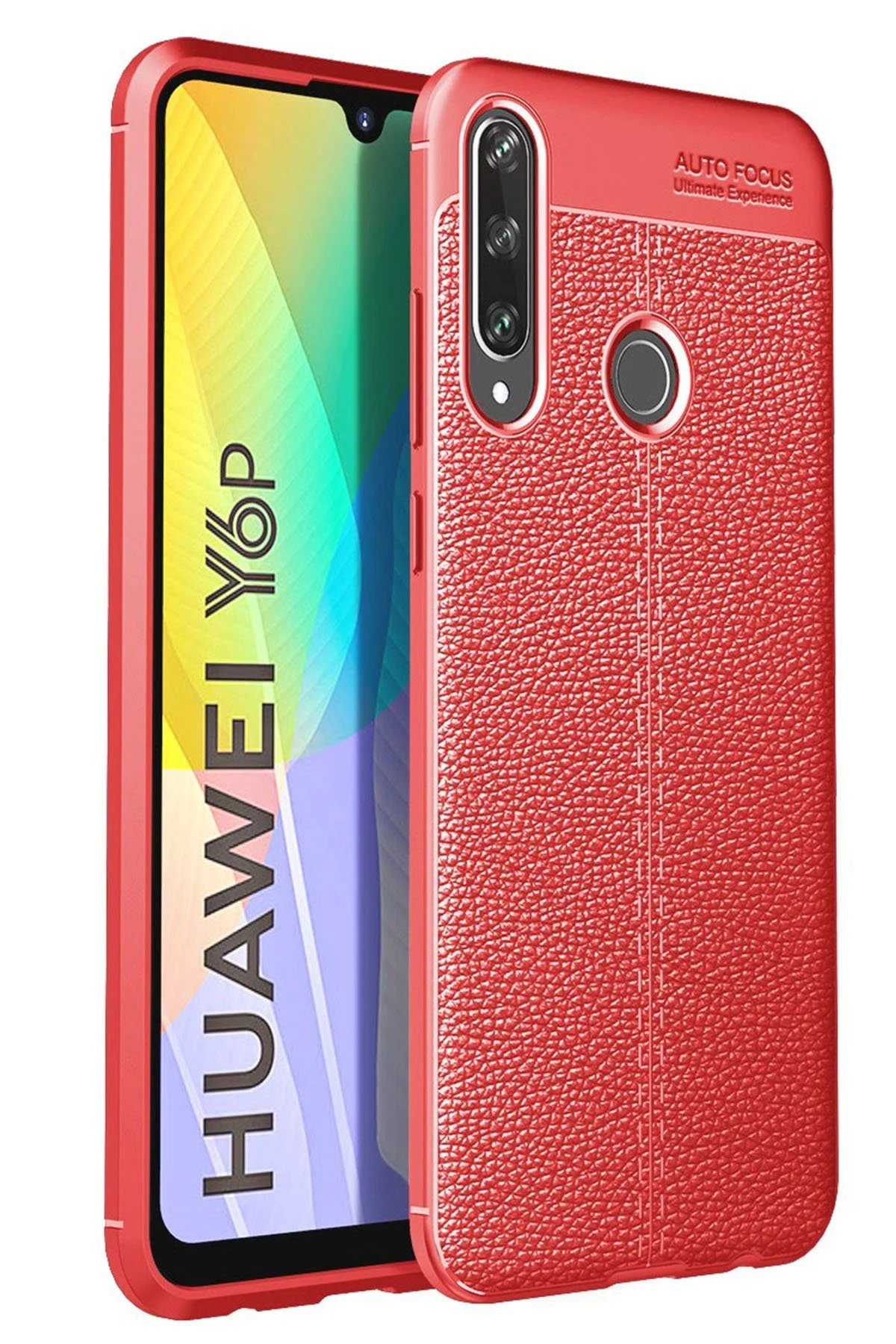 Huawei Y6P Kılıf Auto Focus Kapak - Kırmızı-(5796)