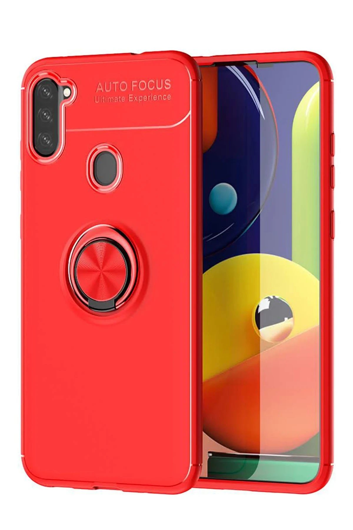 Samsung Galaxy A11 Kılıf Range Yüzüklü Silikon - Kırmızı-(5796)