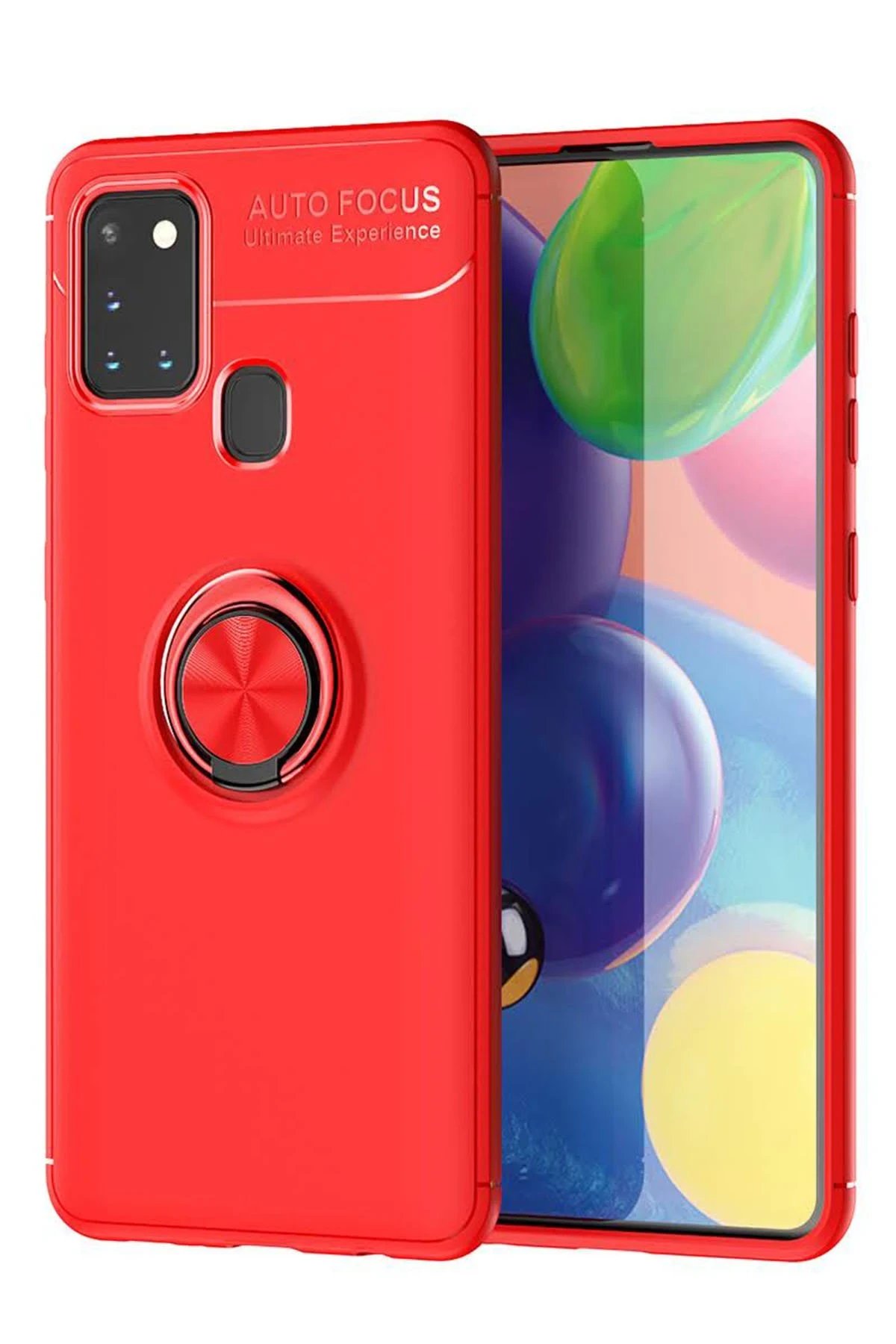 Samsung Galaxy M31 Kılıf Range Yüzüklü Silikon - Kırmızı-(5796)