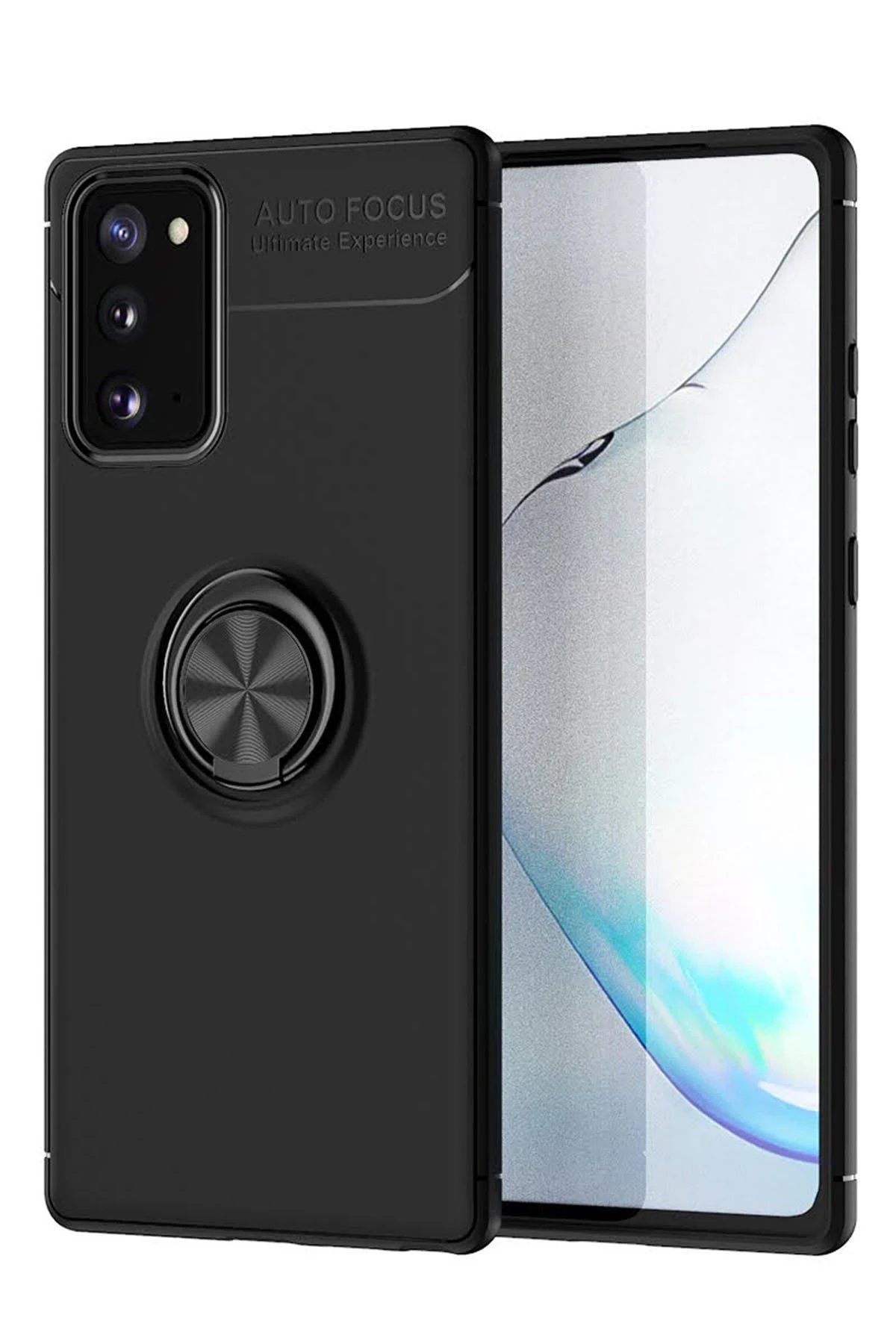 Samsung Galaxy Note 20 Kılıf Range Yüzüklü Silikon - Siyah-(5796)