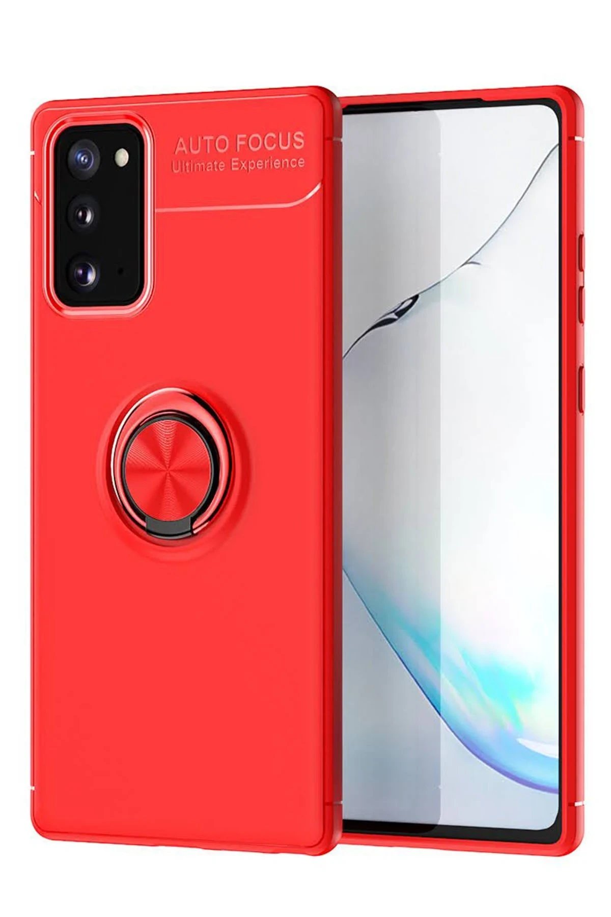 Samsung Galaxy Note 20 Kılıf Range Yüzüklü Silikon - Kırmızı-(5796)